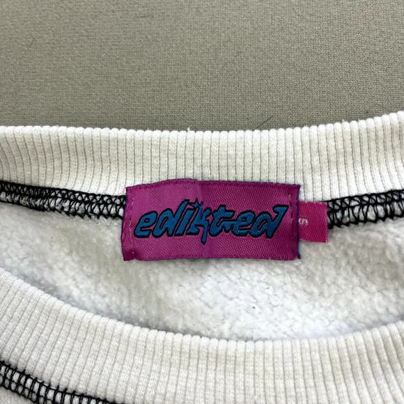 Edikted Encourage Sweatshirt Womens Small White Relaxed Boxy Fit Crewneck y2k - Picture 4 of 10